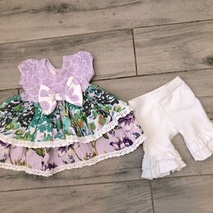 Giggle moon dress pants set purple girls 12 mos
